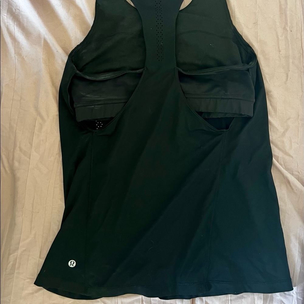 Black lululemon tank top w/built in sports bra size 8